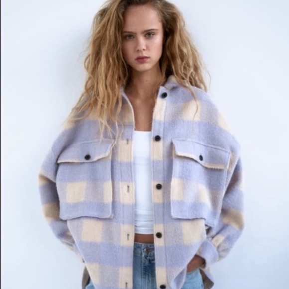 Zara Purple Plaid Overshirt - Picture 5 of 13